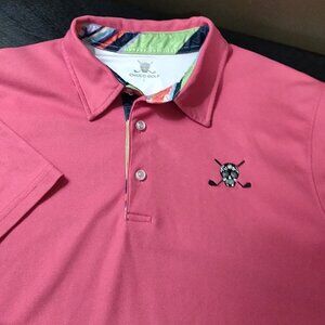 Chuco Golf Polo In Pink With Embroidered Logo SIZE LARGE